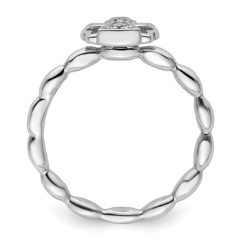 Sterling Silver Stackable Expressions Polished Diamond Angel w/halo Ring — alternate view