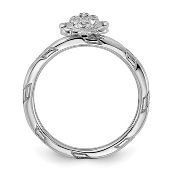 Sterling Silver Stackable Expressions Diamond Turtle Ring — alternate view