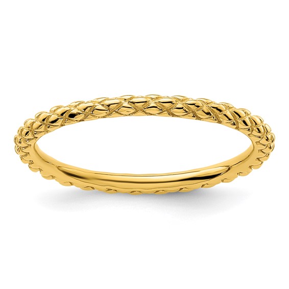 Sterling Silver Stackable Expressions Gold-plated Criss-cross Ring -  Quality Gold