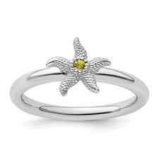 Sterling Silver Stackable Expressions Peridot Starfish Ring Sterling Silver Stackable Expressions Peridot Starfish Ring