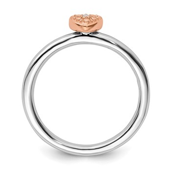 Sterling Silver/Rose Gold-plated Stackable Expressions Diamond Heart Ring — alternate view