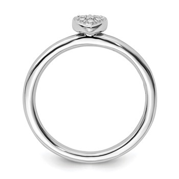 Sterling Silver Stackable Expressions Polished Diamond Heart Ring — alternate view