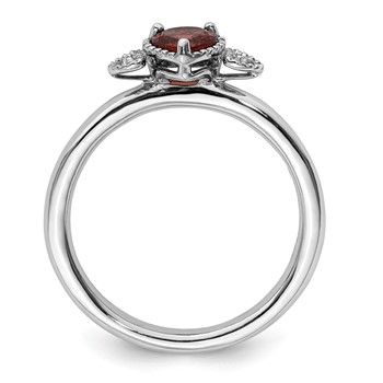 Sterling Silver Stackable Expressions Garnet & Diamond Hearts Ring — alternate view