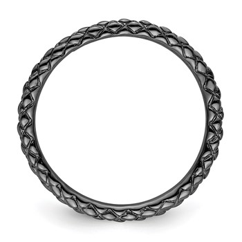 Sterling Silver Stackable Expressions Black-plated Criss-cross Ring — alternate view