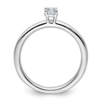 Sterling Silver Stackable Expressions Rhodium Aquamarine Ring — alternate view