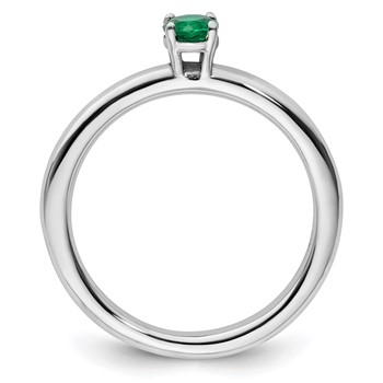 Sterling Silver Stackable Expressions Rhodium Cr. Emerald Ring — alternate view