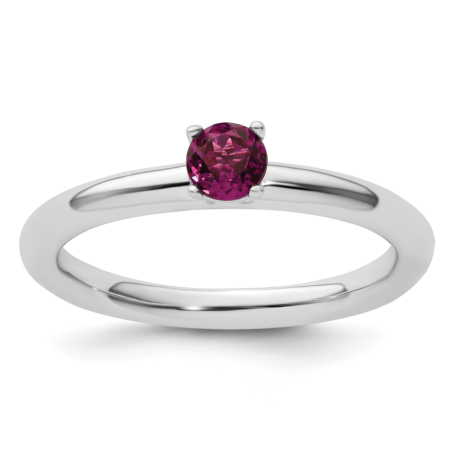 Sterling Silver Stackable Expressions Rhodium Rhodolite Garnet