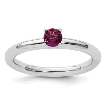 Sterling Silver Stackable Expressions Rhodium Rhodolite Garnet Ring