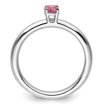 Sterling Silver Stackable Expressions Rhodium Pink Tourmaline Ring — alternate view