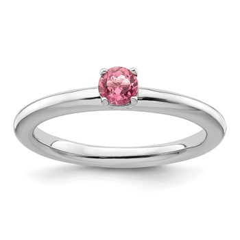 Sterling Silver Stackable Expressions Rhodium Pink Tourmaline Ring