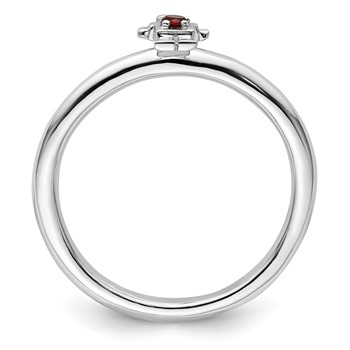 Sterling Silver Stackable Expressions Rhodium Garnet Boy Ring — alternate view