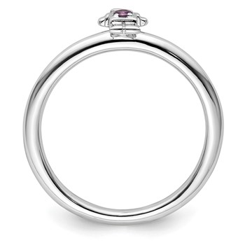 Sterling Silver Stackable Expressions Rhodium Amethyst Boy Ring — alternate view