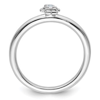 Sterling Silver Stackable Expressions Rhodium Aquamarine Boy Ring — alternate view