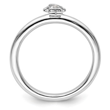 Sterling Silver Stackable Expressions Rhodium White Topaz Boy Ring — alternate view
