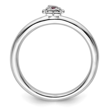 Sterling Silver Stackable Expressions Rhodium Rhodolite Garnet Boy Ring — alternate view