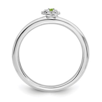 Sterling Silver Stackable Expressions Rhodium Peridot Boy Ring — alternate view