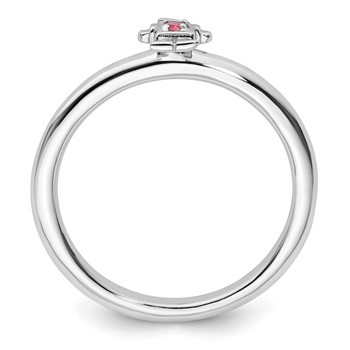 Sterling Silver Stackable Expressions Rhodium Pink Tourmaline Boy Ring — alternate view