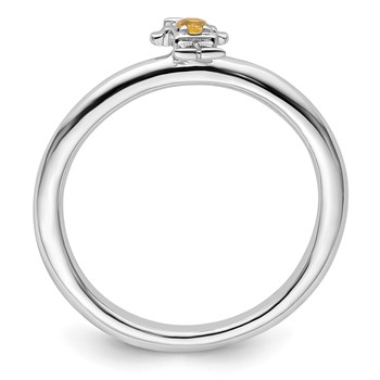 Sterling Silver Stackable Expressions Rhodium Citrine Boy Ring — alternate view