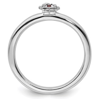 Sterling Silver Stackable Expressions Rhodium Garnet Girl Ring — alternate view