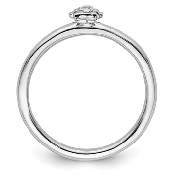 Sterling Silver Stackable Expressions Rhodium White Topaz Girl Ring — alternate view