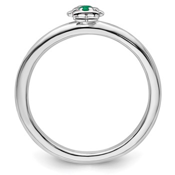 Sterling Silver Stackable Expressions Rhodium Cr. Emerald Girl Ring — alternate view