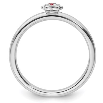 Sterling Silver Stackable Expressions Rhodium Cr. Ruby Girl Ring — alternate view