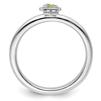 Sterling Silver Stackable Expressions Rhodium Peridot Girl Ring — alternate view