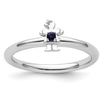 Sterling Silver Stackable Expressions Rhodium Cr. Sapp Girl Ring