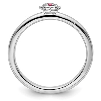 Sterling Silver Stackable Expressions Rhodium Pink Tourmaline Girl Ring — alternate view