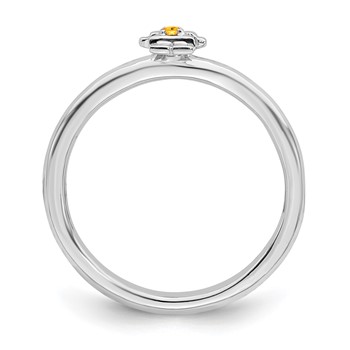 Sterling Silver Stackable Expressions Rhodium Citrine Girl Ring — alternate view