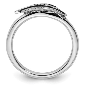 Sterling Silver Stackable Expressions Antiqued Feather Ring — alternate view