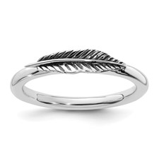 Sterling Silver Stackable Expressions Antiqued Feather Ring Sterling Silver Stackable Expressions Antiqued Feather Ring