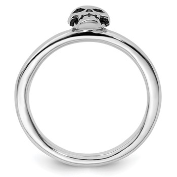 Sterling Silver Stackable Expressions Antiqued Skull Ring — alternate view