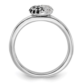 Sterling Silver Stackable Expressions Rhodium White Topaz Onyx Ring — alternate view