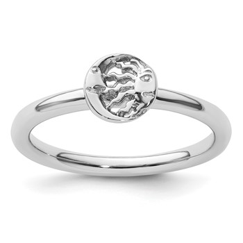 Sterling Silver Stackable Expressions Rhodium Sun/Moon Ring