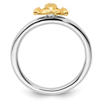 Sterling Silver Stackable Expressions Yellow-plated Claddagh Ring — alternate view