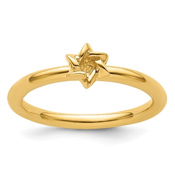 Sterling Silver Stackable Expressions Yellow-plated Star of David Ring