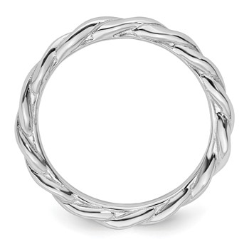 Sterling Silver Stackable Expressions Rhodium Twist Ring — alternate view