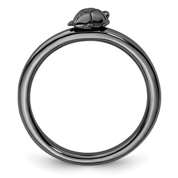 Sterling Silver Stackable Expressions Black-plated Turtle Ring — alternate view