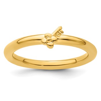 Sterling Silver Stackable Expressions Yellow-plated Key Ring