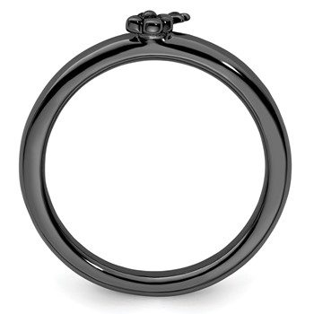 Sterling Silver Stackable Expressions Black-plated Key Ring — alternate view