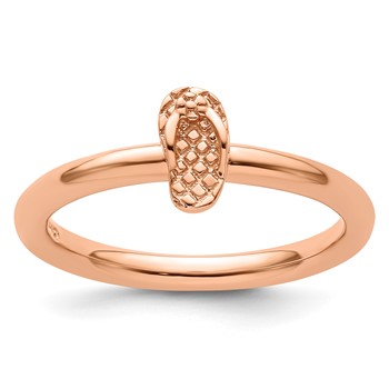 Sterling Silver Stackable Expressions Pink-plated Flip Flop Ring