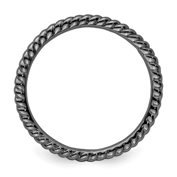 Sterling Silver Stackable Expressions Black-plated Twisted Ring — alternate view