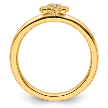 Sterling Silver Stackable Expressions Yellow-plated Dia. Clover Ring — alternate view