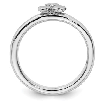 Sterling Silver Stackable Expressions Rhodium Diamond Clover Ring — alternate view