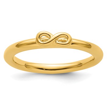 Sterling Silver Stackable Expressions Yellow-plated Infinity Symbol Ring