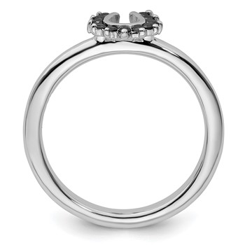 Sterling Silver Stackable Expressions Rhodium Black Dia. Horseshoe Ring — alternate view
