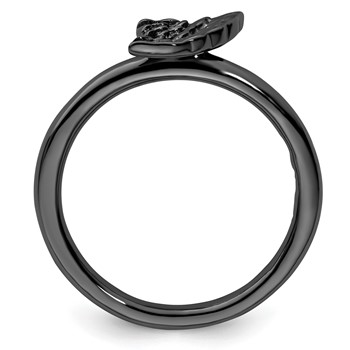 Sterling Silver Stackable Expressions Black-plated Angel Wing Ring — alternate view