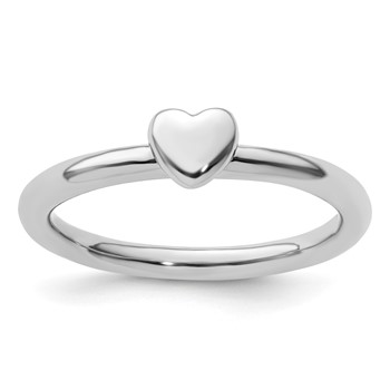 Sterling Silver Stackable Expressions Rhodium Puffed Heart Ring