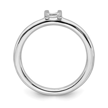 Sterling Silver Stackable Expressions Rhodium Letter U Ring — alternate view